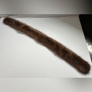 Vintage Genuine Mink Fur Skinny Collar Lining  Brown For Coat Or Sweater